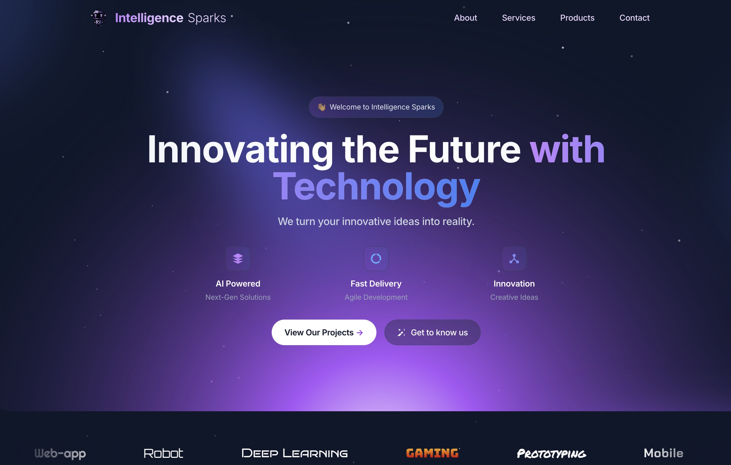 Website UI design example - Intelligence Sparks